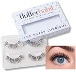 FlutterHabit The Happy Medium Lashes, DIY Lash Extensions [Up to 10 Day Wear], Mid-Length & Doll-Eyed Cluster Lashes, Salon Quality Eyelashes Extensions, Natural Lashes, No Lash Glue Included