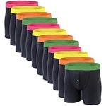 Sockstack 12 Pairs Mens Boxer Shorts Designer Black Fashion Band Underwear Large (36-38")