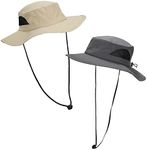 2-Pack Charcoal & Khaki Wide Brim Technical Boonie Sun Hat with Vented Mesh Piecing