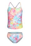 Aisyee Girls Two Piece Swimsuits Tankini Bathing Suit Kids Hawaiian Tie Dye Swimwear Set Fantasy Tie Dye Size 8/7-8 Years