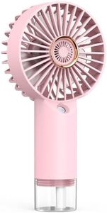 Mini Handheld Misting Fan, Small and Powerful, 3 Speed Portable Fan Lightweight USB-C Rechargeable Spray Water Mist for Makeup Stylish Girl Women Travel Indoor Outdoor Pink (Pink)