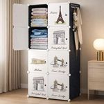 AYSIS ๐ ๐๐๐ฒ๐๐ซ Plastic Wardrobe for Kids Clothes | Foldable Almirah Clothes Storage Cabinet with 4 Doors | Space Saving Organizer for Clothes, Kitchen, Bedroom & Living Room - Black