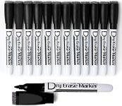 Volcanics Magnetic Dry Erase Markers With Eraser Low Odor Fine Tip Whiteboard Pens Pack of 12, Black