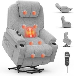 BareTay Relaxsessel für ältere Menschen, Power-Liegestuhl mit Massage und Wärme, verlängerte Fußstütze, Typ C + USB-Anschlüsse, 2 Getränkehalter, Zwei Seitentaschen, Liegestühle, Loungesofa