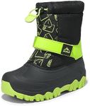 NORTIV 8 Kids Snow Boots Boy's Girl's Classic Waterpproof Cold Weather Booties Hiking Outdoor Shoes SNSB221K Black/Green 13 Little Kid