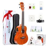 Tenor Ukulele Electric Ukele 26 Inch Solid Mahogany Ukelele For Professional With Free Online Lesson 8 Packs Uke Accessory (Bag Picks Strap String Cleaning Cloth Instruction Book Hard Case)