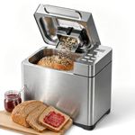 TRIUMPHKEY 19 in 1 Bread Maker Fully Automatic, with Nut Automatic Dispenser, 3 Loaf Sizes & 3 Browning Levels, 15 Hour Timer, 1KG Large Bread Machine, Gluten Free, Stainless Steel, Makes Jam, Yogurt