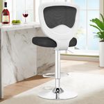 Razzor Bar Stools Adjustable Counter Height Chairs with Back Swivel Modern Kitchen Island Stool Upholstered Armless Tall Mesh Barstool Set of 1 Dining Chair （2077-B, White）