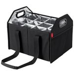 LUILANC Bottle Wine Carrier Collapsible 12 Bottle Storage Box Reusable Portable Wine Bottle Carrier Case for Tote Bag Moving, Vacation Bottle Caddy Grocery Shopping Wine Tasting Accessory (Black)