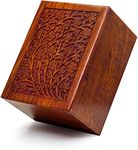 Artisans Crafted Premium Rosewood Decorative Hand Carved Wooden Urns | Carved with Precision | Memorial Wooden Urns for Loved Ones | Nagina International (Medium)