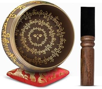 Tibetan Singing Bowl Set - 4" Easy To Play Authentic Handmade For Meditation Sound 7 Chakra Healing By Himalayan Bazaar (Black & Red)