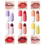 6 PCS Mini Capsule Pills Lipstick Set,Matte Mini Lipstick Set,Long Lasting Waterproof Mini Lip Stick Packs,Moisturizing Cute Lip Stain Set for Women