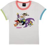 Powerpuff Girls Battle Crew Neck Short Sleeve White Adult Ringer Baby Tee-XS