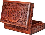 Ajuny Handmade Antique Wooden Jewelry Box | Hand carved Multipurpose Keepsake Rosewood Storage Ladies Retro Travel Mini Organizer | Vintage Decorative Chest Trinket Holder Gift