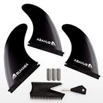 Abahub Surfboard Thruster Fins Set, Compatible with Future Style Fin Box, Fiberglass Reinforced High Performance Surf Fin for Surf Boards, Surfing Longboard, Shortboard, with Screws and Key, Black