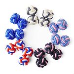 HONEY BEAR 5 Pairs Mens/Women Silk Fabric Knot Twisted Cufflinks Set, For Shirt/Dress Business Wedding Gift,Round Shape (Round 2 without box)