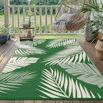 GENIMO Outdoor Rug 150x240cm – Waterproof Reversible Garden Carpet, Washable UV Resistant Plastic Mat for Patio, Balcony, Picnic, RV, Backyard – Dark Green
