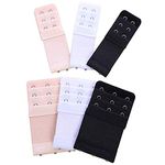 Baring 6 Pack Bra Extensions, Women's Bra Extender, Bra Strap Extenders Elastic Extensions 3 Rows x 3 Hooks, 3 Rows x 2 Hooks,3 Color