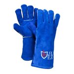 Just In Trend Flame/Heat Resistant Welding Gloves - Polycot Lining - Royal Blue - Medium - 5 Pairs PACK