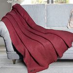 Genuine Irish Angora Mohair & Wool Throw Blanket Imported from Ireland, 72"x54" Inches, Traditional Celtic Style, Super Soft Feel & Warmth, Solid Red