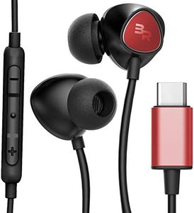 USB Type C Earbuds | in Ear Wired Headphones with Microphone Remote | for Note 20 Ultra 10/10 Plus/20/Ultra, Galaxy S20, Pixel 2/3/4 XL, Huawei Mate 10/Pro, Moto Z2/Z3, Essential Ph-1, iPad Pro - Red