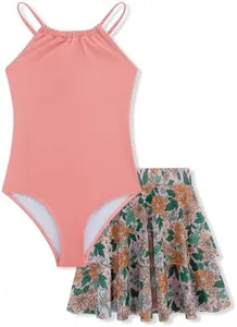 Girls Swimsuit Size 9 10, Swim Suits for Teen Girls Bathing Suit One Piece Tankini Swimsuit Swimwear Kids Little Girl Orange