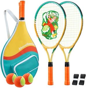 AboveGenius Kids Tennis Racket Set, 21-23 inch Tennis Racket for Toddler Youth Starter Kit, 3 Balls, 2 Lightweight Racquets with Easy Carrying Shoulder Strap Bag
