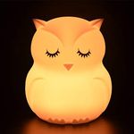 Tekemai Night Light, Bedside Lamp for Children/Kids, Baby Nursery Lamp for Breastfeeding Safe, Break Resistant, Eye Caring, Adjustable Brightness & Color, Touch Control + Remote Control - Medium Owl