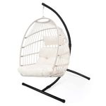 Goutime Hammock Chair Stand Hanging Stand only, Heavy Duty Steel Egg Chair C Stand, Frame Holder Patio Wicker Hanging Swing Chair Indoor Outdoor, Maximum Weight 350lbs (158kg) Capacity