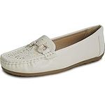 kozi Women Comfort Flat Shoe ML3250 Casual Slip-On Loafer with Round Moc Toe Beige Women Size 6