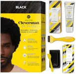 Cleverman Hair & Beard Dye Kit for Men, All-in-One Reusable Mens Hair Color, Natural Gray Coverage, Ammonia-Free Beard Mustache Dye for Men (Black for Black Men)