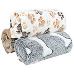 3 Pcs XL Pet Soft Dog Blankets, Puppy Blankets, 107*75cm, Paw Bone Print Pet Throw, Warm Sleep Mat, Pet Cover Blankets, Fluffy Fleece Pet Blanket, Fleece Blanket for Small Medium Large Dog Cat