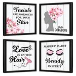 Chaka Chaundh Acrylic - Saloon Wall Frames - Saloon Wall Poster - Beauty Parlour Wall Decoration Framed Posters - Hair Salon Wall Decoration Posters - (11 X 11 Inches) Set Of 4