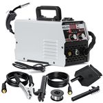 MIG Welder, 3-in-1 Gasless 250A 220V Digital MIG Adjustable Current Welding Machine, Flux Core Solid Wire MIG ARC Lift TIG Spool Gun Inverter Welders with Ultra LED Display & Magnetic Ring Transformer