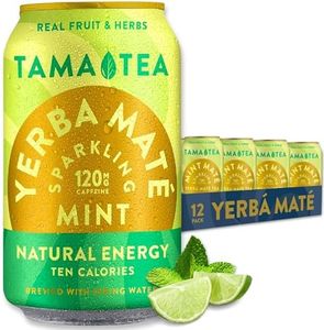 Unsweetened Organic Yerba Mate Tea, Sparkling Mint Yerba Mate by Tama Tea - Sugar-Free Energy Drink Alternative, 120mg Natural Caffeine, Low Calorie 12 oz (12-Pack)
