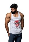 JUARI BE A GENTLEMAN Sleeveless White Melange Gym Vest for Men