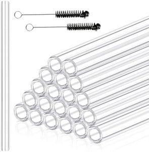 Akamino 20 Pieces 12 Inches Long Clear Glass Tubes for Art DIY, 12mm OD 8mm ID 2mm Thick Wall Glass Borosilicate Blowing Tubing with 2 Cleaning Brush