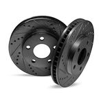 Rear R1 Concepts eLine Black Drilled Slotted Brake Rotors