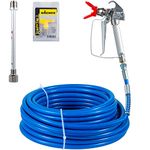 VEVOR Airless Paint Spray Hose Kit, 50ft 3600 PSI, High Pressure Fiber-Nylon Tube with 8" Extension Rod Pole, Including 517 Tip and Tip Guard, 1/4" Swivel Joint for Homes Buildings Decks or Fences