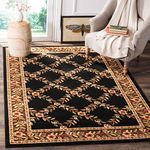 SAFAVIEH Lyndhurst Collection Area Rug - 5'3" x 7'6", Black & Brown, Traditional Floral Trellis Design, Non-Shedding & Easy Care, Ideal for High Traffic Areas in Living Room, Bedroom (LNH557-9025)