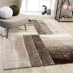 Tauhid Carpet Handwoven Super Soft Modern Area Premium Shag Collection Rugs for Your Bedroom Carpet 9x12 Feet Beige Brown.