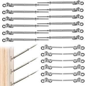 Muzata 12 Pairs Stainless Steel Cable Railing Kit Systems Fit 1/8" Wire Rope,Angled 180° Adjustable Swage Toggle Turnbuckle Tensioner and End Fititing,T316 Marine Grade,CK07,Series CA1 CD1 CS1