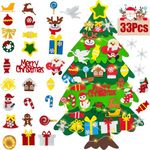 3Ft Felt Christmas Tree For Kids And Toddler, Diy Felt Christmas Tree Set, Felt Xmas Christmas Tree Decorations Kits With 32pcs Detachable Ornaments, Home Door Window Christmas Decor, Style B