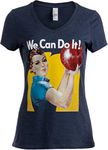 Rosie The Bowler | Funny Bowling Ball Team Uniform Fun V-Neck T-Shirt for Women, Vintage Navy, Small