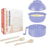 Microwave Ramen Cooker,Ramen Bowl Set,Microwave Noodle Bowl,Ramen Bowl With Chopsticks and Spoon, College Dorm Room Essentials for Girls for Boys, Apartment Essentials, BPA-Free. (light purple)