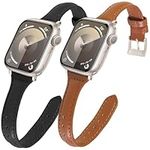 2-Pack Slim Leather Band Compatible