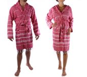 Cacala Pure Series Bathrobe, Kimono – 100% Natural Turkish Cotton Fabric – Ultra-Absorbent and Plush – Fast Drying, Comfortable and Warm – Unisex, Red, Medium, BOR-CEP-RED-M