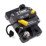 T Tocas 12V - 48V DC Circuit Breaker Trolling Motor Auto Car Marine Boat Bike Stereo Audio Inline Fuse (120A)