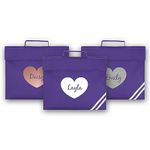 Personalised Book Bag School Kids Children's Boys Girls Junior Toddlers Any Name Glitter Lunch Organiser Swimming P.E Bag Heart (Purple)