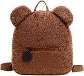 MTRoyaldia Teddy Stuffed Bear Backpack Embroidered Name Plush Backpack Cute Bear Padded Animal Mini Bear Backpack (BROWN)